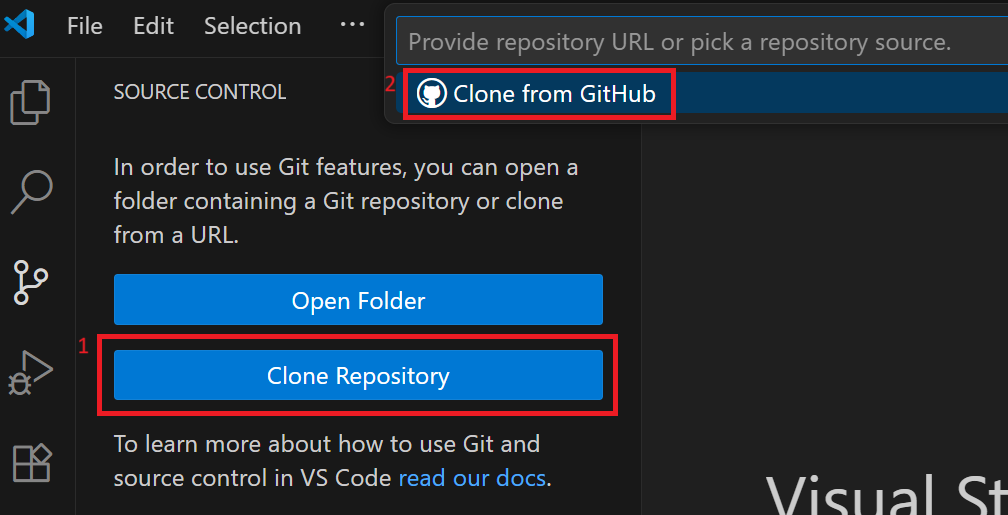 clone repo in VS code